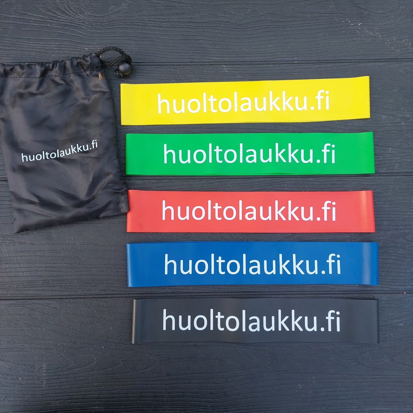 Kuminauhalenkkisetti 5 vahvuutta 500 mm x 50 mm