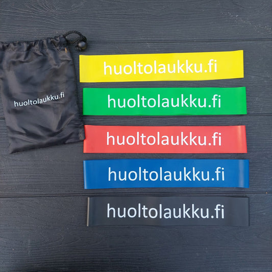 Kuminauhalenkkisetti 5 vahvuutta 500 mm x 50 mm
